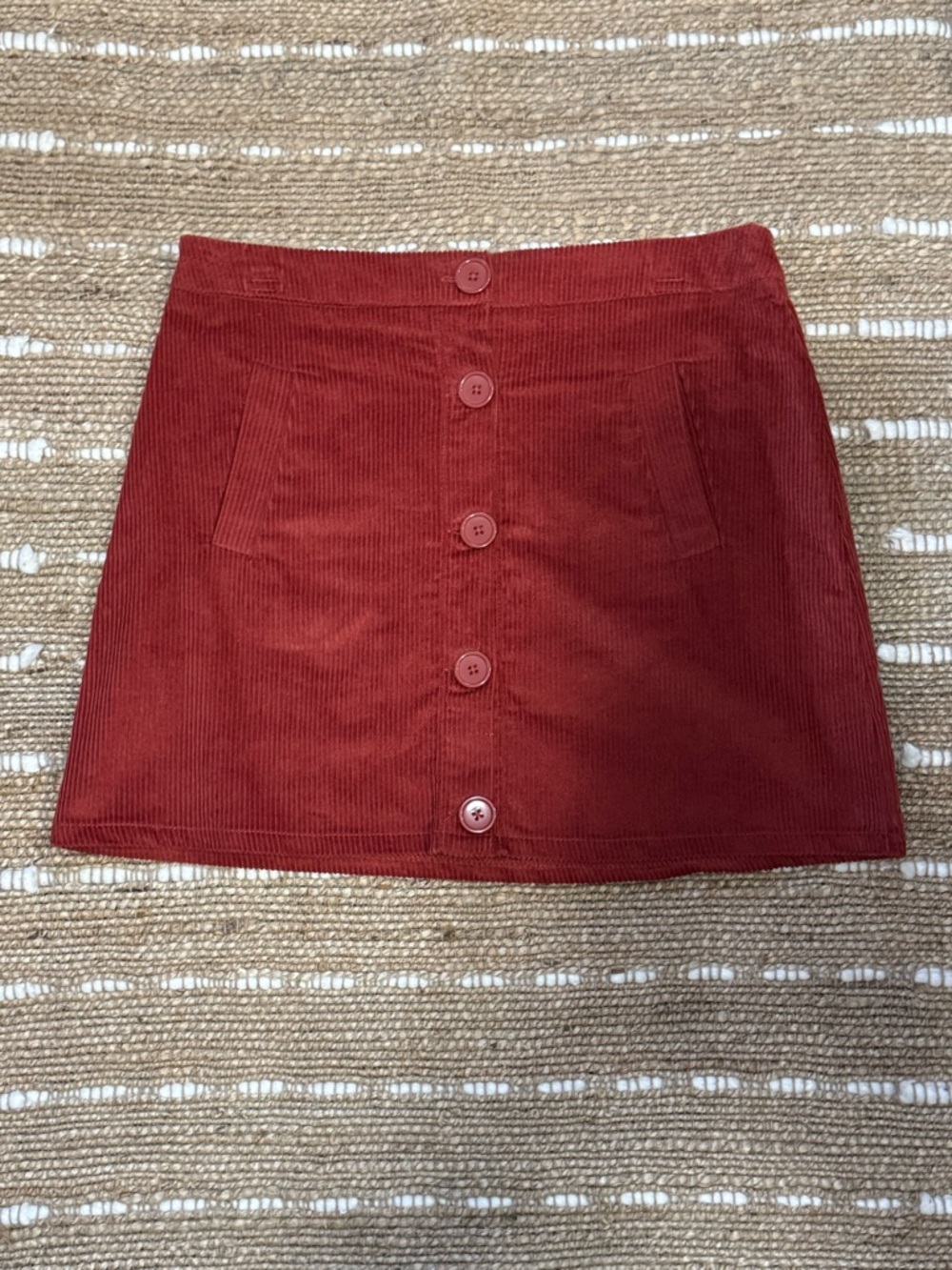 Ultra Flirt Corduroy Button-Front Skirt in Orange Size Large NWT Cabincore